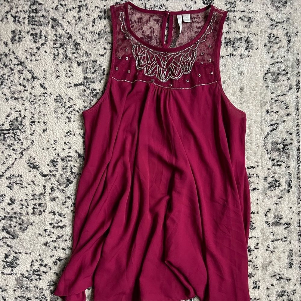 Medium Maroon Lauren Conrad Tank with beads